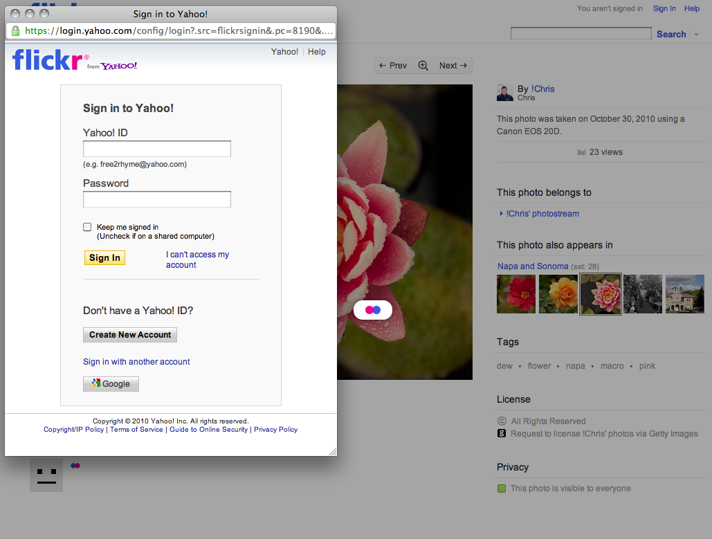 Flickr/Yahoo! SSO